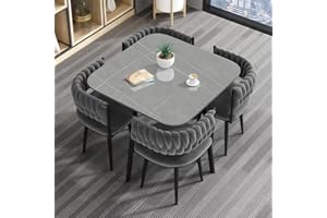 AMZSEW Dining Table and Chairs Set 5 Piece,Modern Kitchen Dining Table Set Space Saver Table and 4 Chairs for Restaurant Kitchen Conference Living Room Tablesets (Slate Gray square)