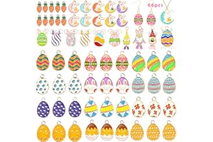 Acuiwer 66 PCS Easter Charms for Jewelry Making Alloy Assorted Enamel Charms Jewelry Easter Gifts DIY Girls Favours