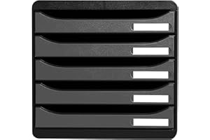 Exacompta 309738D Cassettiera BIG-BOX PLUS METALLIC, 5 cassetti aperti per formato fino a 24x32cm, Dimensioni (LxAxP) 27.8x27.1x34.7cm