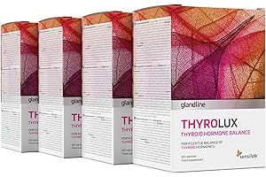 Gélules pour la Thyroide - Iode, L Tyrosine, Selenium, Magnésium, Basilic Royal, Schisandra, Zinc, Manganèse - 240 Gélules - Nutriments et Minéraux d'Origine Végétale - Thyrolux Sensilab
