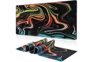 Abetcabe Gaming Mauspad XXL, Mousepad 900 x 400mm, Fluid Art Mauspad groß Vernähte Kanten WassXerdicht Anti-Rutsch für PC, Laptop Verbessert Präzision und Geschwindigkei