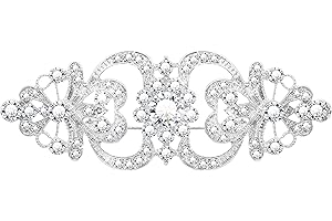 KristLand Vintage Bridal Crystal Brooches Art Deco Retro Rhinestone Wedding Fashion Glam Bridal Flower Ribbon Brooch Clear Austrian Crystal