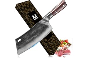 ENOKING mannaia da cucina 19.5cm, coltelli professionali,in acciaio ad alto tenore di carbonio forgiato a mano, per cucine domestiche e ristoranti