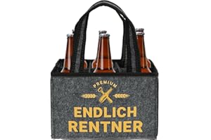 MEJOSER Ruhestand Geschenk Männerhandtasche Rente Rententritt Rentner Geschenke Männer Flaschentasche Flaschenträger für 6 Flaschen Endlich Rentner Abschiedsgeschenk Mann