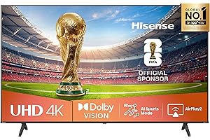 Hisense 55E6NT 139cm (55 Zoll) Fernseher, 4K UHD Smart TV, Precision Colour, HDR, Dolby Vision, 60Hz, Triple Tuner DVB-C/S/S2/T/T2, WiFi, HDMI 2.1, Bluetooth, Alexa Built-in, Schwarz, [2024]