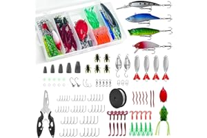 REZOLITE 174 PCS of Fishing Lure Accessories, Including Plastic Worms, Frogs, Fish Hooks, Pliers, Fish Lines and Other Bait Sets, Suitable for Fishing Pike, Freshwater and Bass