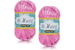 Uiopa Fettuccia Metallico per Borse a Uncinetto, 2 x 100g(2 x 45m) Filato Grosso di Tessuto in Poliestere, Filo Uncinetto per Borse, Cestini, Tappeti, Fai da Te, Artigianato