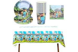 DHAEY Kinder Geschirr Set, 41 Stück Kindergeburtstag Party Dekoration für 10 Gäste Teller Becher Servietten Kindergeburtstag Party Decoration