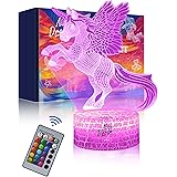 Luce Notturna Unicorno per Bambini, Lampada Unicorno LED per Ragazza USB Luce Notturna Illusione, 16 colori che Cambiano con 