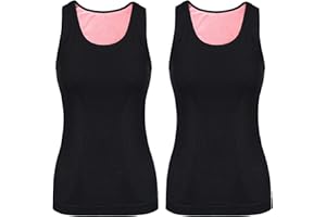 SINTEGE 2 Pcs Womens Fleece Lined Underwear Tops Cami Tank Top Vest Sleeveless Cotton Thermal Shirts for Women Thermal Tops