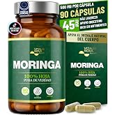 Moringa Pure 90 Capsules 1000mg Vegan Superfood Bottle Amber Glass Multivitamin Natural Plant Antioxidants Digestive Support