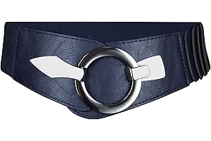 with love, Vanessa & Melissa Frentree Ceinture élastique pour femmes, ceinture de 6 cm de large avec boucle dorée, ceinture stretch