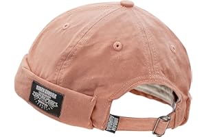 Clakllie Berretto Portuale Uomo Cotone Docker cap Cappello Senza Visiera Estivo Berretto Docker Regolabile Retro Brimless Beanie Hat Classic Docker Leon Hat Cappello da Porto Rolled Cuff （56-60CM）