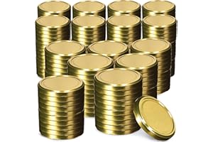 KADAX Couvercle à vis de diamètre 82 mm, couvercle twist-off en métal, couvercle de rechange pour bocaux et bocaux, couvercle avec 6 encoches (200 pièces, doré)