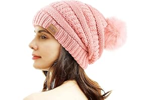 REDESS Cappello Invernale da Donna con Pom Pom Beanie Caldo Foderato in Pile Spesso Slouchy Snow Knit Chunky Baggy Skull Berretto da Sci