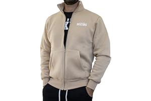 XTREME BOXING - Felpa in Cotone Felpato Full Zip e Collo Alto, Felpa Calda, Tuta Uomo in Cotone, Sportiva, Casa, Palestra, Jogging, Tempo Libero