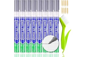 K KOOLPUG KOOLPUG Grout Pen Dark Grey with Tile Grout Cleaner Brush, 8 pcs Tile Grout, Anti Mould Grout Reviver Pen, Sealant Pen, Grouting Pen for Restoring Bathroom and Kitchens (Dark Grey)