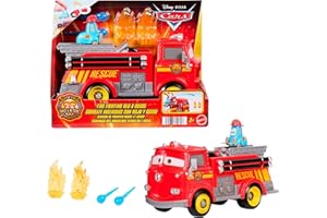 Mattel Cars Coffret Camion de Pompier Red & Guido Course de Radiator Springs avec 2 cibles en Forme de Flammes en Plastique et 2 projectiles à Eau, JFL54