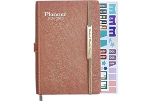 dancepandas kalendarz szkolny 2024/2025, kalendarz szkolny 2024/2025, A5, timer, planer tygodniowy ze skóry PU (brązowy), PJIHUABEN-1