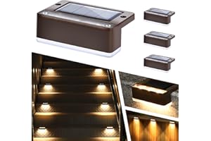 ‎SOLPEX Solpex Solarlampen für außen, 4 Stück, warmweiß Treppenlicht, wasserdicht Solarleuchten, LED-Beleuchtung für Außentreppe, Stufen, Zaun, Garten, Hof, Terrasse, Dachrinne, Weg, Dekoration (Braun)