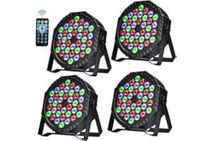 MIILOVDORA 4PCS Luces de Discoteca Focos LED par con 36 LED Luz Discoteca Luces de Escenario 7 Efectos de Iluminación Luces para Fiestas con Mando a Distancia para DJ Discoteca Bar Halloween Navidad
