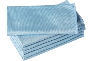 Puomue Microfiber Glass Cleaning Cloth, 16in X 16in, Blue, Pack of 6