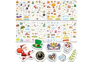 DPKOW Jahreszeiten Sticker Set 340+ Motive, Frühling Sommer Herbst Winter Scrapbook Sticker für Fotoalbum Bullet Journal Zubehör Deko,DIY Scrapbooking Aufkleber für Kinder Erwachsene Basteln Geschenke