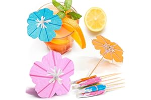 DSLSQD Parasole koktajlowe do napojów, 50 szt., parasole koktajlowe, parasole koktajlowe, wykałaczki na lato, hawajskie ozdoby na babeczki, dekoracja imprezowa