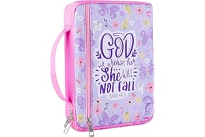 Beinou Bible Cover for Women Girls Bible Case Large Bible Bag with Handle Zipper Pocket Bible Covers Book Cover for Bible Study Supplies