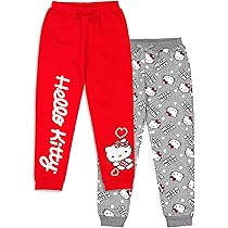 Hello Kitty Set di pantaloni della tuta per ragazze, 2 pezzi, felpa girocollo in pile e pantaloni da jogging per ragazze, set di abbigliamento carino coordinato (2T-12), Pois viola, 12