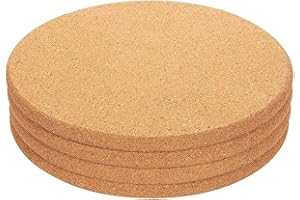 Juvale 4-Pack Cork Trivet Set - Round Corkboard Placemats Kitchen Hot Pads for Hot Pots, Pans, and Kettles, 9 x 9 x 0.5 Inches