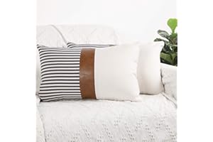 Merrycolor Juego de 2 Azul Marino Funda Cojin 30 x 50 cm, Empalme con Rayas Cubierta Cojín Decoración Cremallera Oculta Funda Almohada para Hogar Cama Bancos Sala Sofá Sillas Jardín Exterior