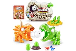 ZURU SMASHERS Zestaw do gry Smashers Dino Island Mini T-Rex Battles od ZURU Boys Zabawki do walki z dinozaurami Strzela ognia Kolekcjonerska niespodzianka Rozpakowywanie czaszki