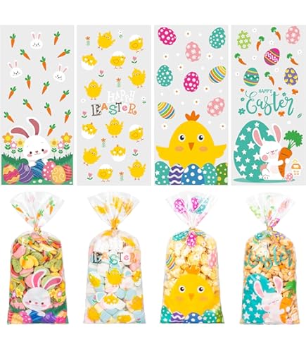 100 Valentine's Cellophane Treat Bags With Twist Ties | Clear Goodie Bags For Candy Party Favors