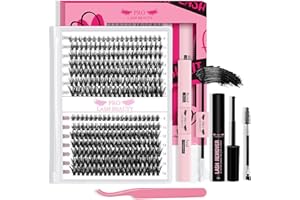 PRO LASHBEAUTY PRO Kit pestañas pelo a pelo Kit de extensión de pestañas DIY com 280 peças de pegamento y sellado de pestañas, removedor de pegamento de pestañas, aplicador (40D+50D-9-16mix kit)