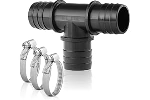 Villkin Łącznik do węża w zestawie z 3 x obejmami do węża basenowego – 32 mm – trójnik tulejki do węża basenowego czarne