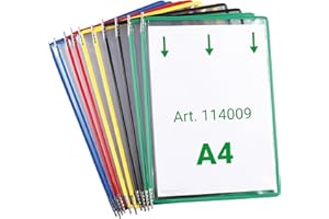 Djois made by Tarifold Fr 114009 - Pochettes à pivots A4 PVC pour Support Kit Présentoir Mural et Pupitre Métal porte document, Couleur Assorti, 10 pochettes