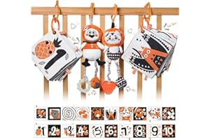 TUMAMA Kids Giochi Neonato 0-3 Mesi, Giochi Bianco e Nero Neonato con Passeggino Giocattolo e Libro Sensoriale, Regalo Neonato per Bambino e Bambina