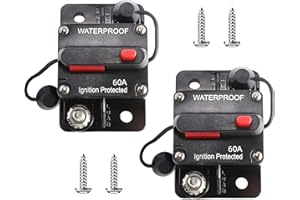 RED WOLF 2pcs 60A Circuit Breaker Waterproof Car Audio Inline Circuit Breaker with Manual Reset Fuse Holder Inverter,for Car Motor Marine Boat,for Car Audio Solar Inverter System Protection,DC 12V-48V