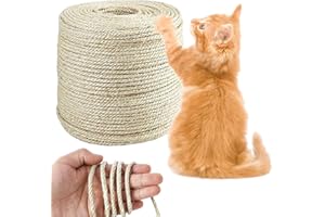 SHENGRUILI Corde de Sisal,3mm X 20m Corde en Sisal Naturelle,Corde de Jardin pour Réparation et Remplacement de Chat Scratch Pilier,Corde Arbre à Chat