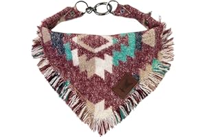 vanClyde® Indiana Hundehalstuch Dreieckstuch Halstuch Bandana größenverstellbar (Dunkelrot - Gemustert, L) stilvolles Accessoire für Hunde Aller Größen Karabiner Verschluss