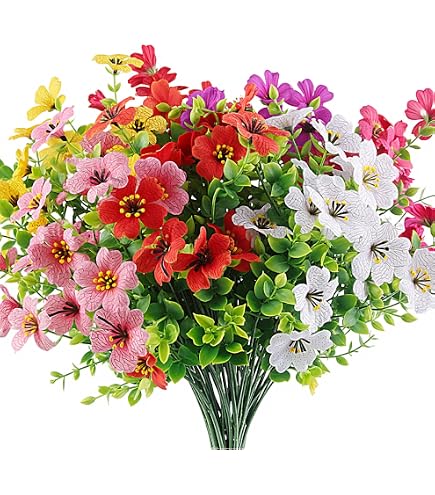 15 Fiori Artificiali Resistenti Ai Raggi UV – Piante Finte In Seta Per Esterno, Colore Viola, Decorazione Casa E Giardino - 3
