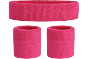 ONUPGO Ensemble de Bandeau (3 pièces) Sports Bandeau Poignet rayé Sweatband Tissu éponge Poignet Athletic Exercice Basketball Poignet Bandeau et Bandeaux humidité Mèche Sweat Head Band Absorbant