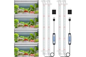 Wiaxulay LED Plant Grow Light Strips, 6000K Full Spectrum Grow Lights for Indoor Plants, Sunlike Growing Lamp with 6/12/16H Timer, 5 Dimmable Levels for Hydroponics Succulent, Plant Shelf, 2 Pack