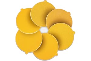 STEBRUAM 60Pcs 125mm Sanding Discs PSA Sanding Pads Self Adhesive Stick Backed 60/80/120/180/240/400 Grits 5 Inch Yellow Film Sanding Disks Round Sanding Discs Paper for Random Orbital Sander Pads