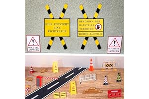 BRKERN Wichtel Zubehör, 34 Stück Puppenhaus Mini Wichtel Baustellenschilder, Miniatur Wichtel Baustelle, Wichteleinzug, Wichtelbaustelle