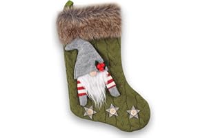 ESPORTIC Weihnachtsstrumpf, Nikolausstiefel zum Befüllen, Nikolausstiefel Befüllen, Nikolausstrumpf Groß, 40cm Weihnachten Strumpf mit Weihnachtsmann, Weihnachtsstrumpf Deko für Wand, Kamin, Weihnachtsbaum