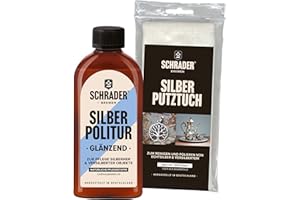‎SCHRADER BREMEN SCHRADER Silberpflege-Set - Silberpoliermittel und Silberputztuch für Schmuck & Besteck - Entfernt Anlaufstellen - 2-teilig