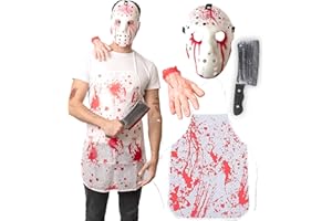 HALLOWEENMANIA 6 pcs Serial Killer Costume - Halloween Costumes For Men - Adult & Teen One Size Fits All - 2025 Trending Fancy Dress - UK Based Brand