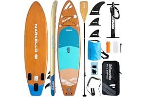 BAUDELIO Paddle Board, 10’6 x 33” x 6” Inflatable Stand UP Paddle Board with Waterproof Storage Bag, Backpack, Pump, non slip Mat, Phone Case Ultra-Light Paddle Boards for Adults